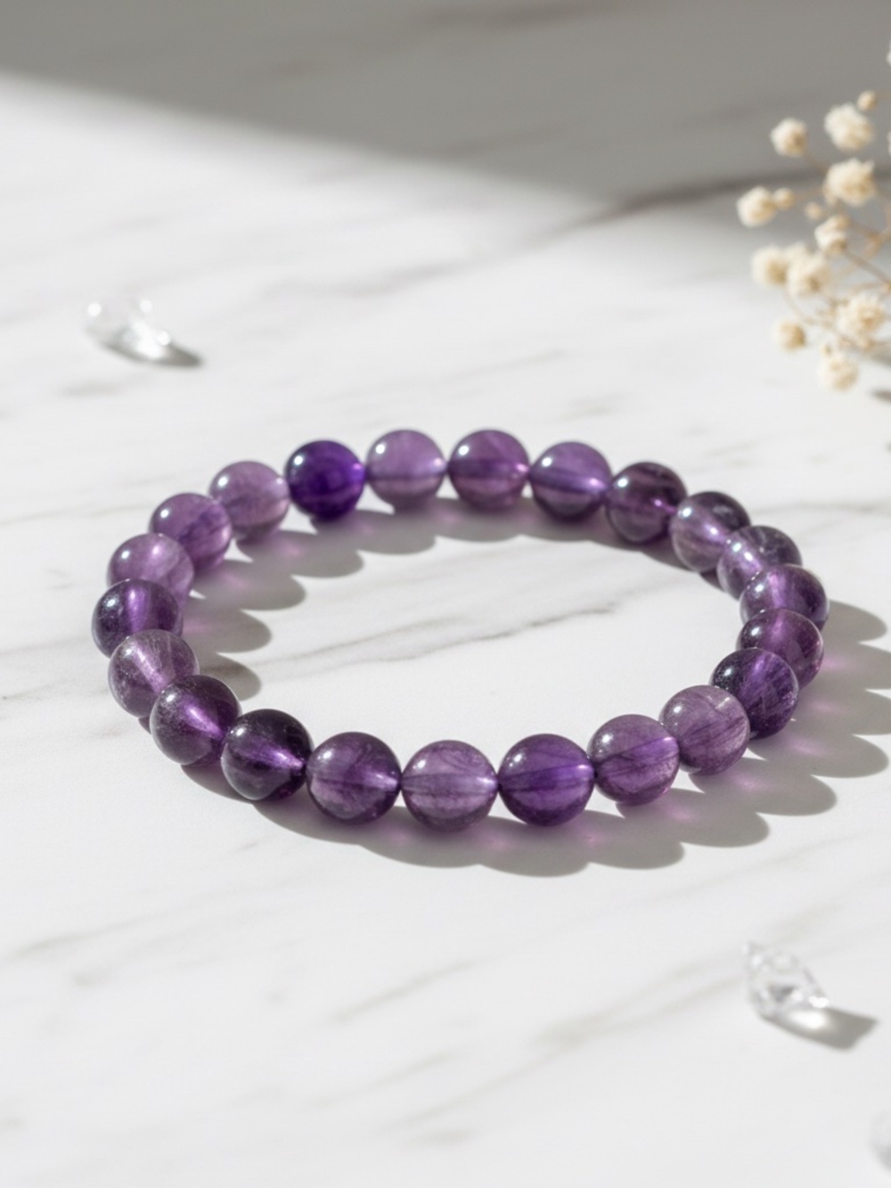 Amethyst polished Purple Gemstone Bracelet Unisex Men Women